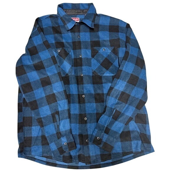 Wrangler Other - Wrangler Men's Flannel Lined Shirt Jacket Blue Black Plaid Size XL